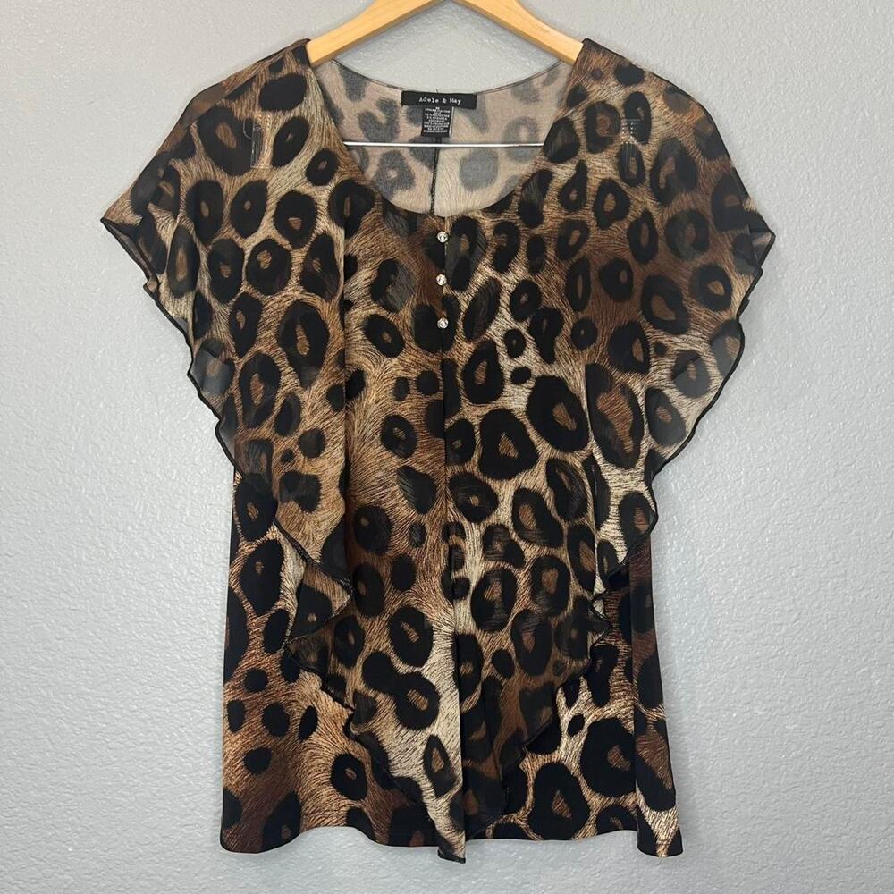 Adele & May leopard print ruffle layered top - Picture 2 of 7